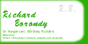richard borondy business card